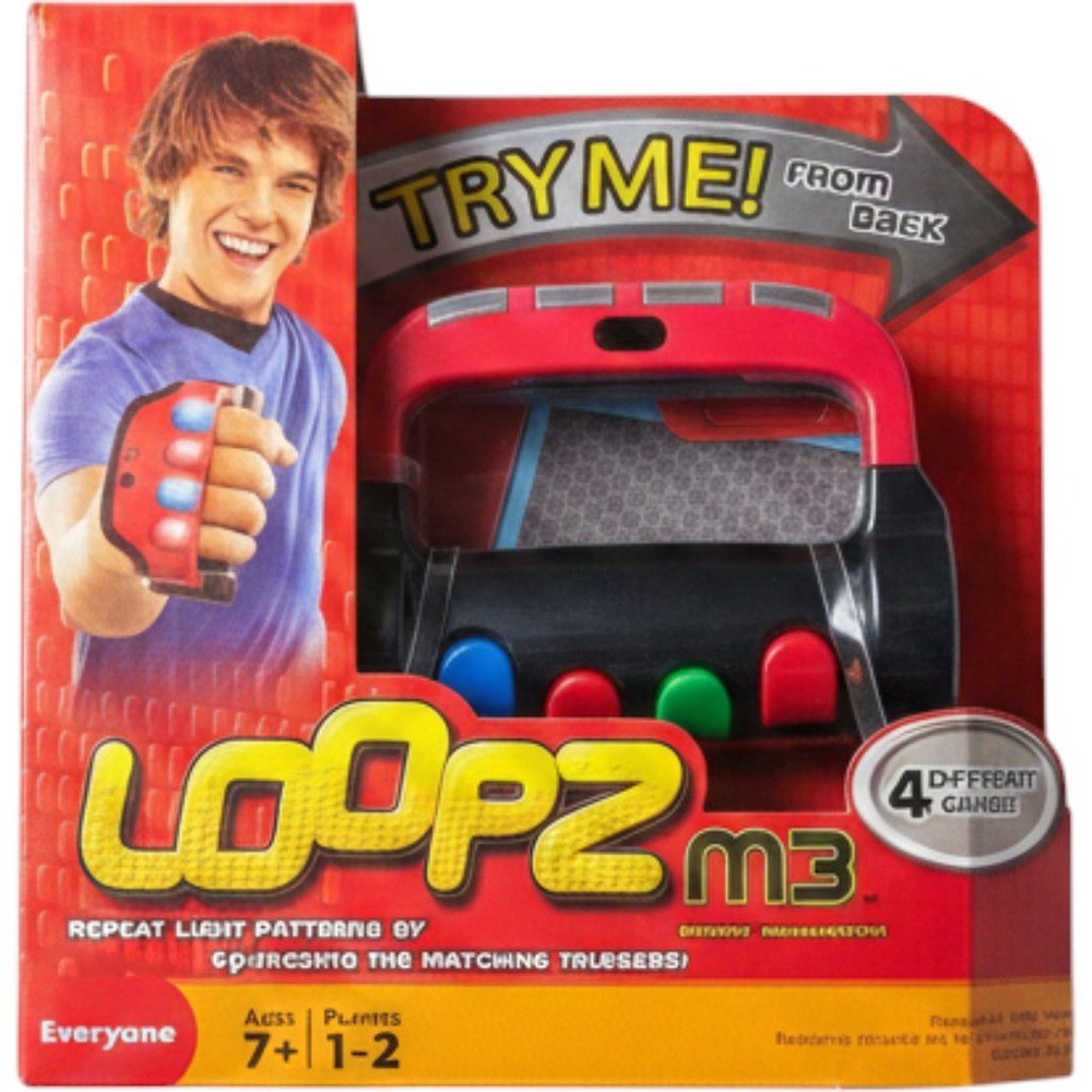 Mattel Loopz M3 Electronic Memory Music Motion Handheld Game Red Black New